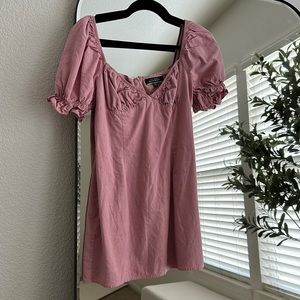 Pink peplum sleeve short dress (M)